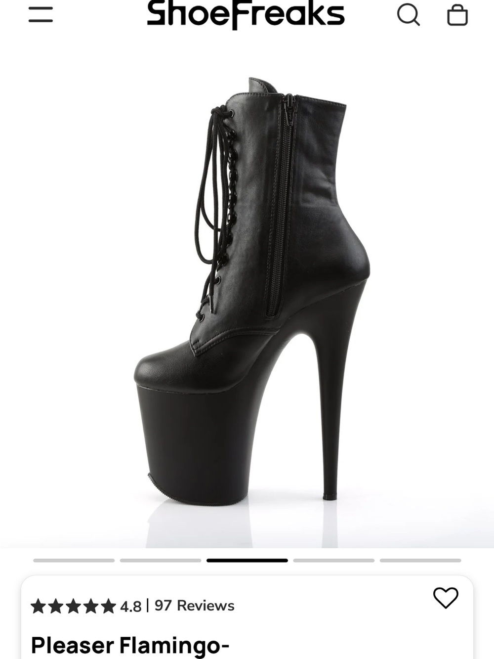 Pleaser Black Platform Lace-Up Ankle Boot